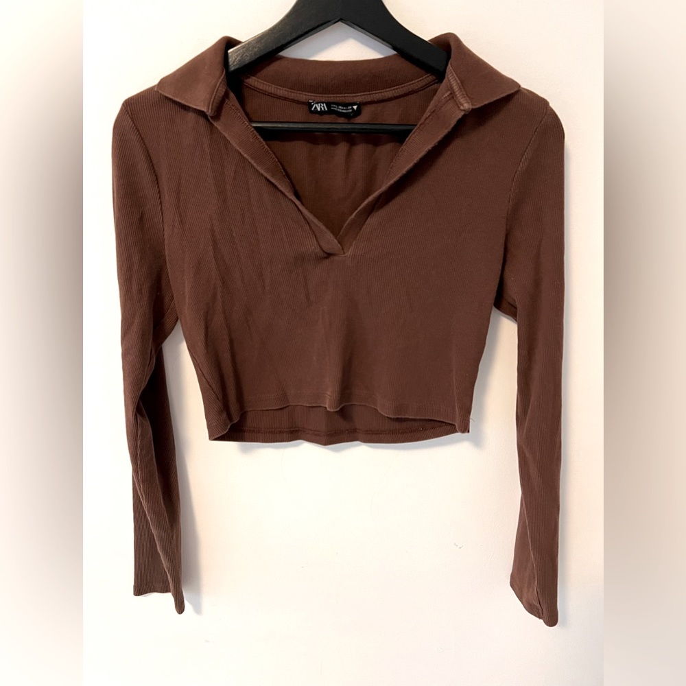 Zara cropped collared shirt
